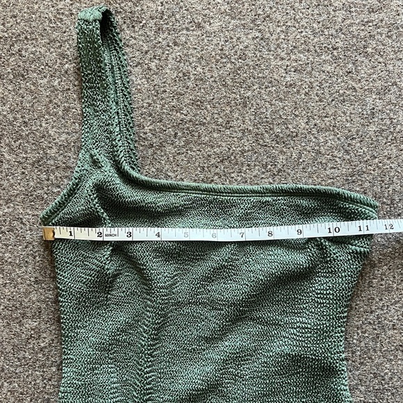 Free Society One Shoulder Green High Cut One Piece Swim Suit Size 2 / XS NWOT - Picture 10 of 14